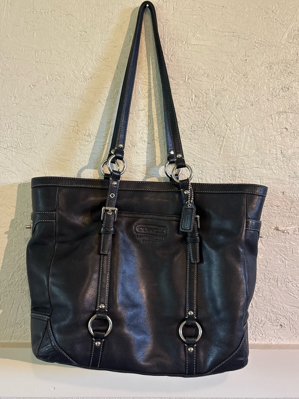 Coach Y2K Black Leather Tote Shoulder Bag